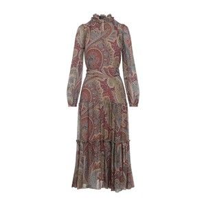 Etro High Neck Ruffle Maxi Dress With Paisley Print - NWT